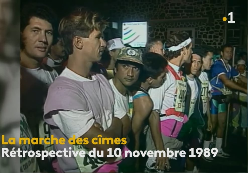 Archive 1989 : les pionniers de la Marche des Cimes, dossards sur le torse